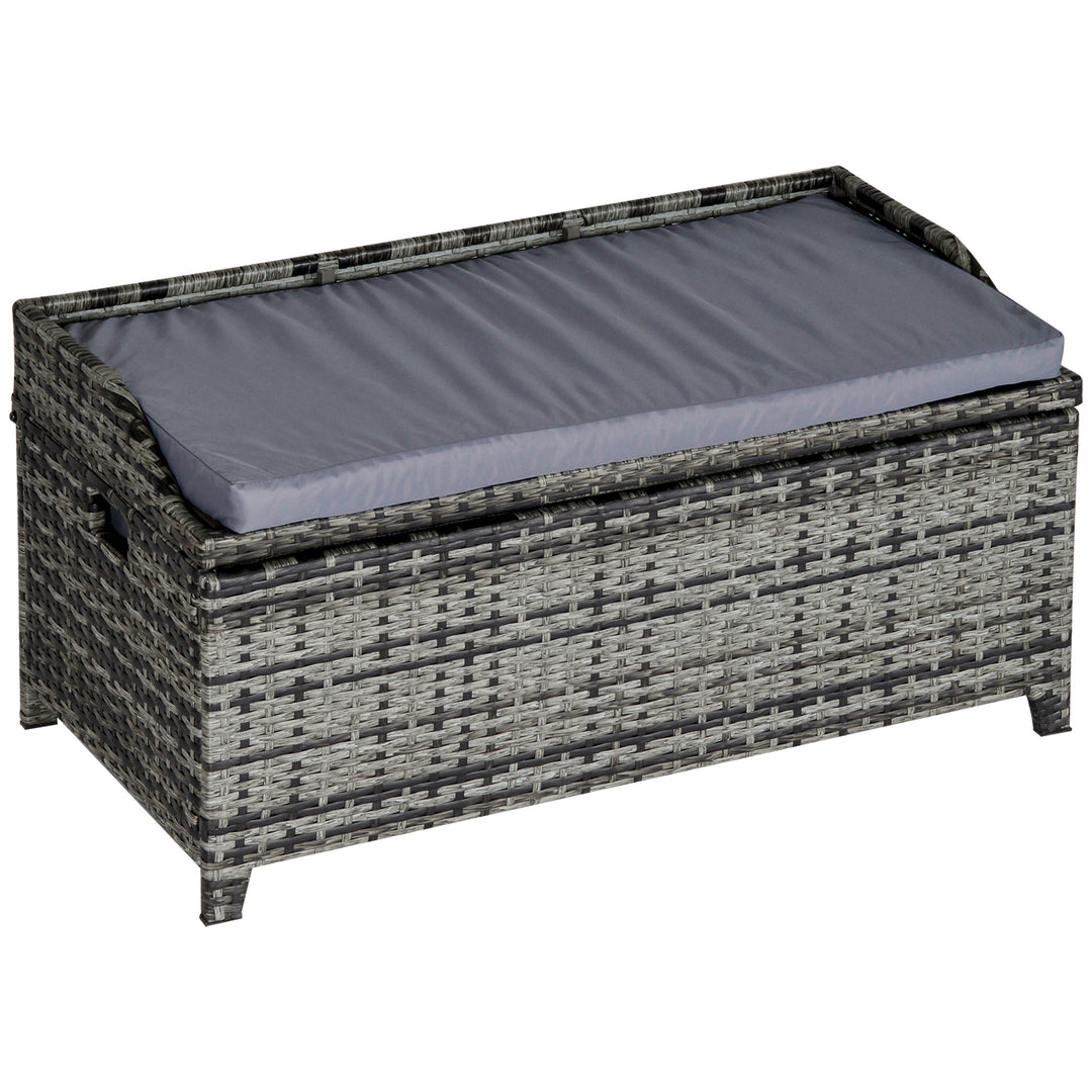 MCL 130 L Rattan Garden Storage Box, with Seat - Mixed Grey