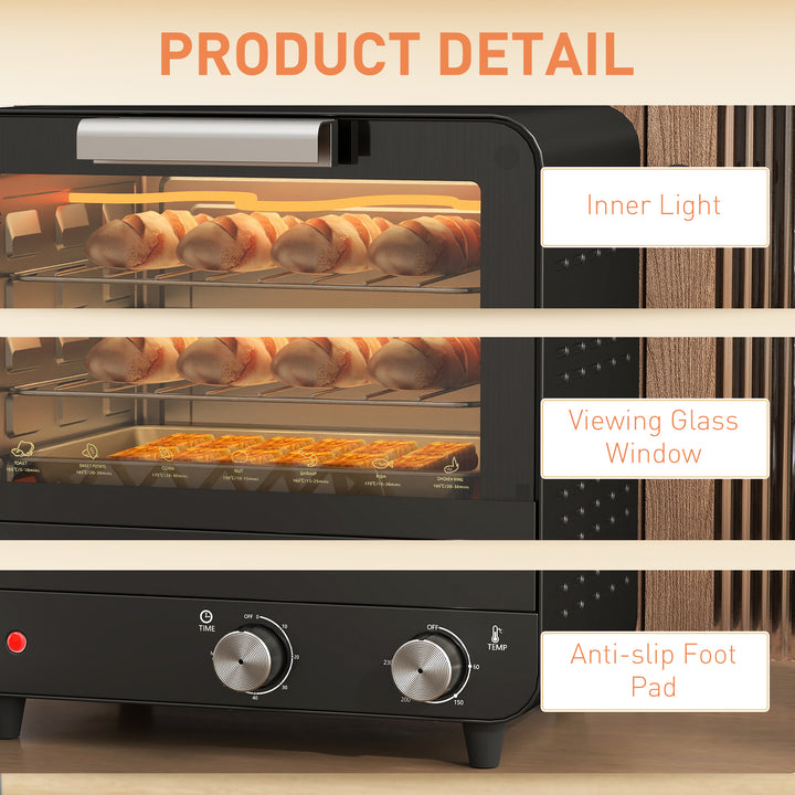 Small Toaster Oven, 12L Multifunction Mini Countertop Oven with Glass 