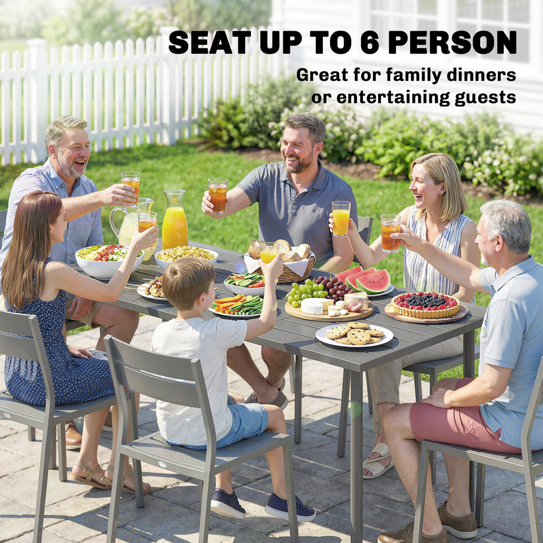 Garden Dining Table for 6 Person, 165 x 80 cm Rectangular Outdoor Dini