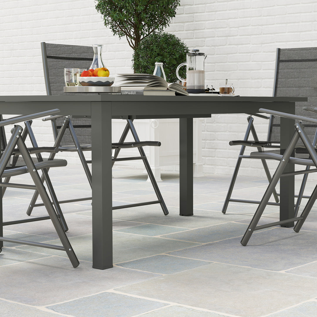 Aluminium Extending Garden Table with Slatted Top for 6-8 Person, 160/220 x 90 x 73 cm, Grey