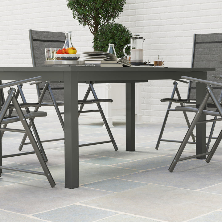 Aluminium Extending Garden Table with Slatted Top for 6-8 Person, 160/220 x 90 x 73 cm, Grey