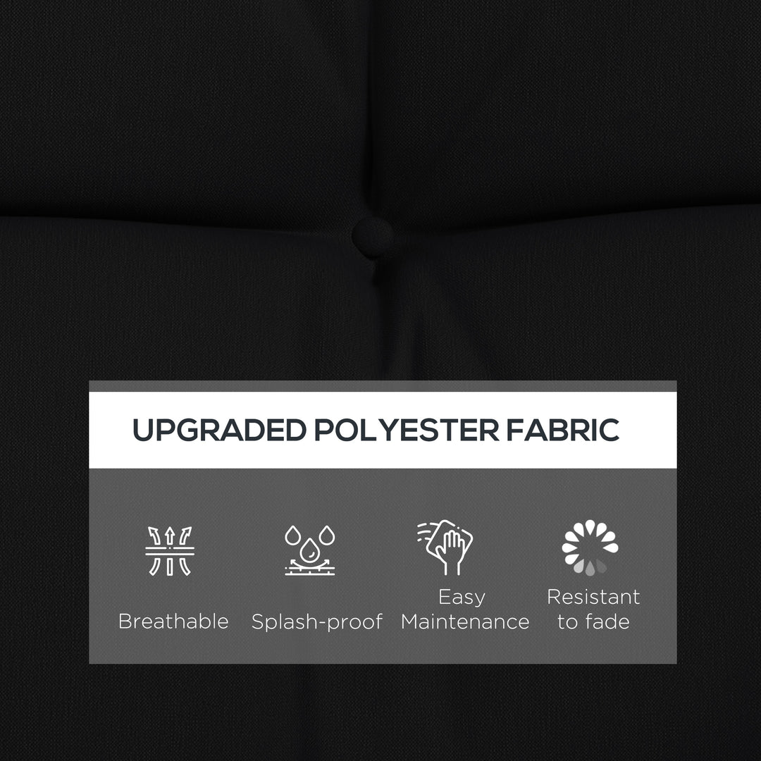 Back and Seat Cushion Replacement with 2 Pillows, Patio Chair Cushions Set with Ties, Black