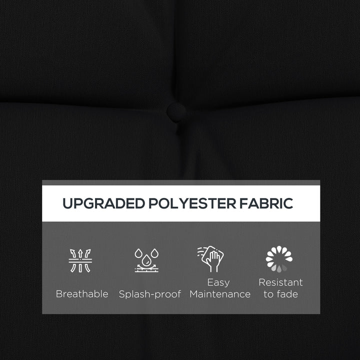 Back and Seat Cushion Replacement with 2 Pillows, Patio Chair Cushions Set with Ties, Black