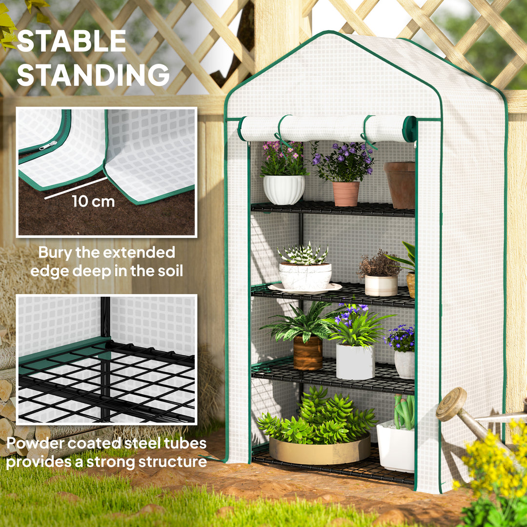 Four-Tier Mini Greenhouse, with Reinforced Plastic Cover