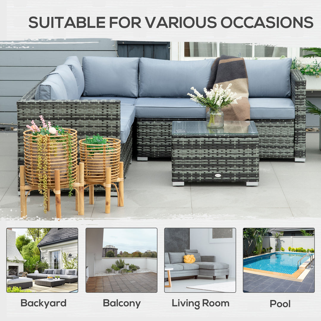 Four-Piece Rattan Sofa Set - Grey