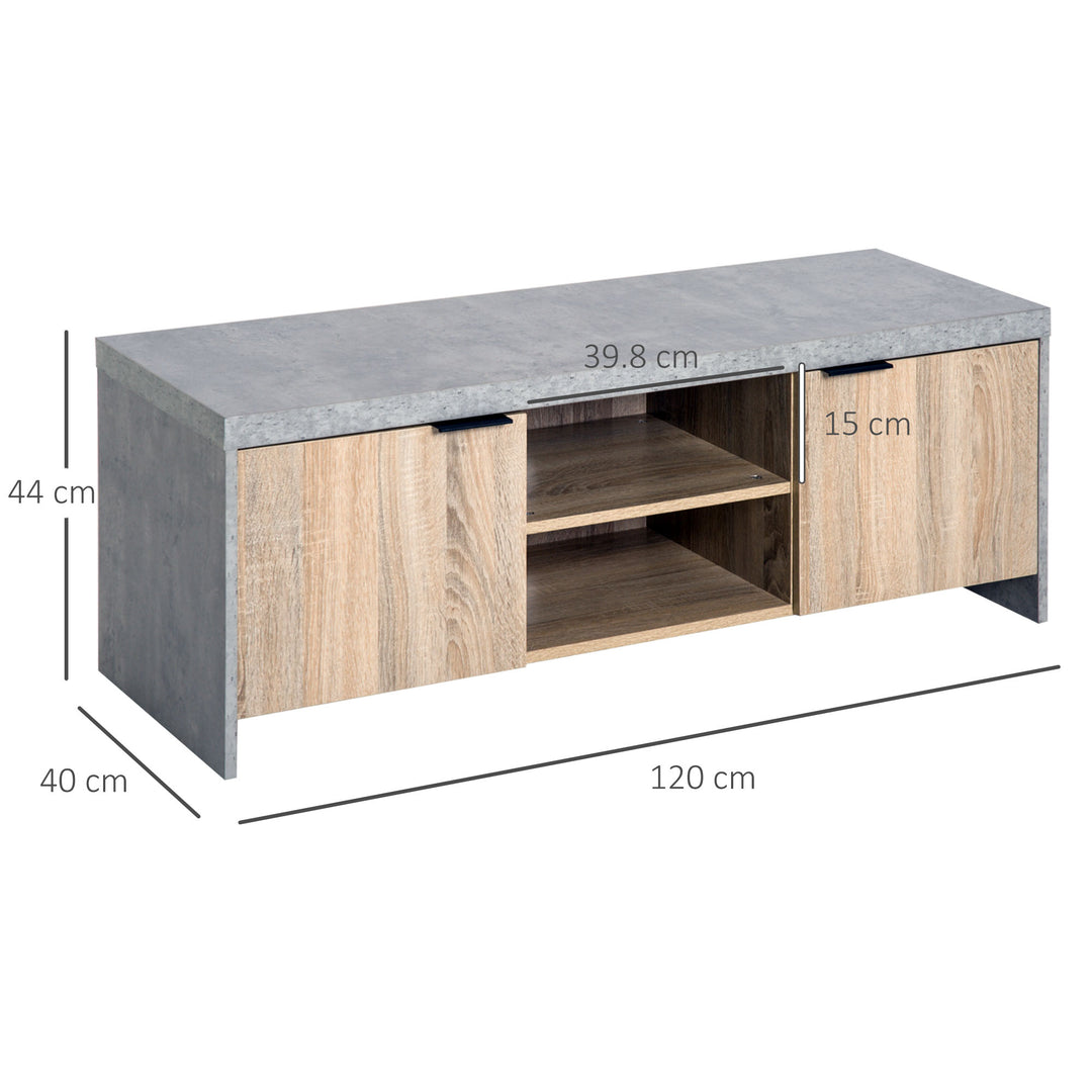 TV Stand for TV up to 55", 2 Doors TV Cabinet with Open Shelves, TV Unit TV Table for Living Room Bedroom Entertainment Room, 120L x 40W x 44H, Grey