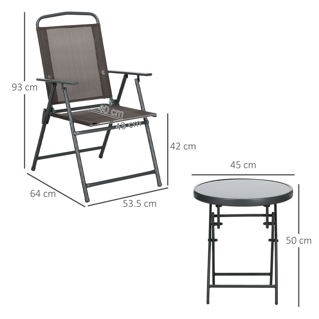 Three-Piece Garden Seat Set, with Glass-Top Table - Brown