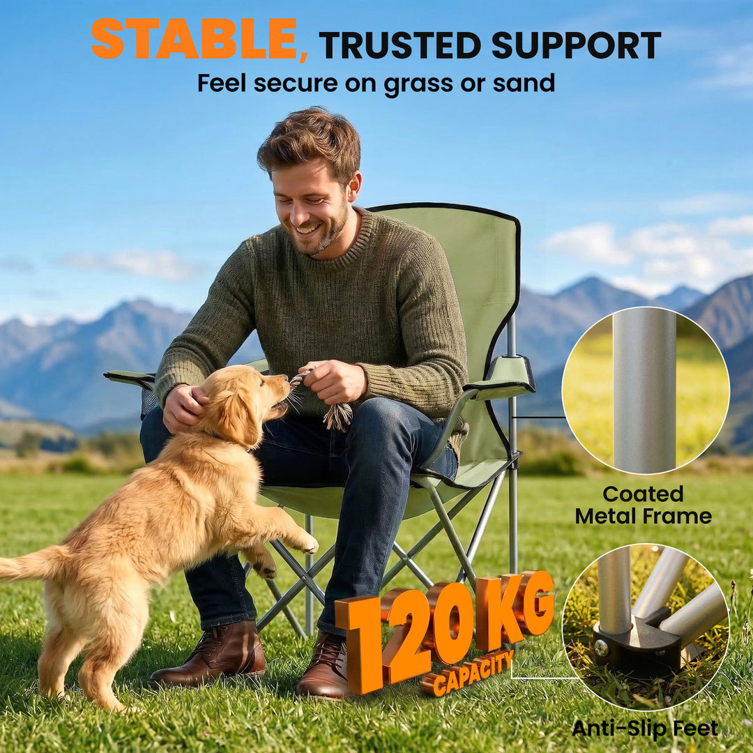 Camping Chair Set of 2 Portable Folding Outdoor Camp Chair with Cup Ho
