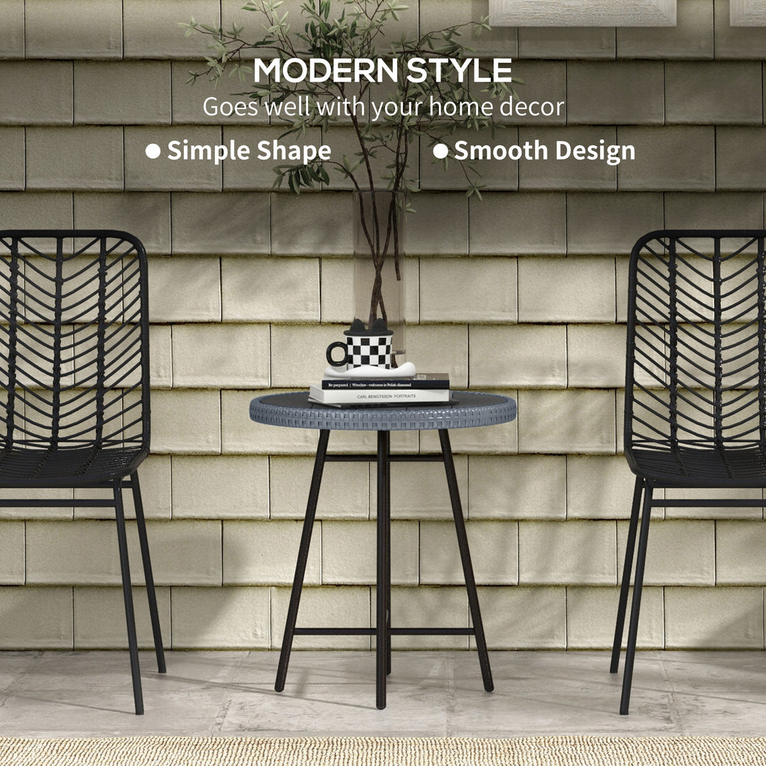Rattan Border Outdoor Side Table - Grey