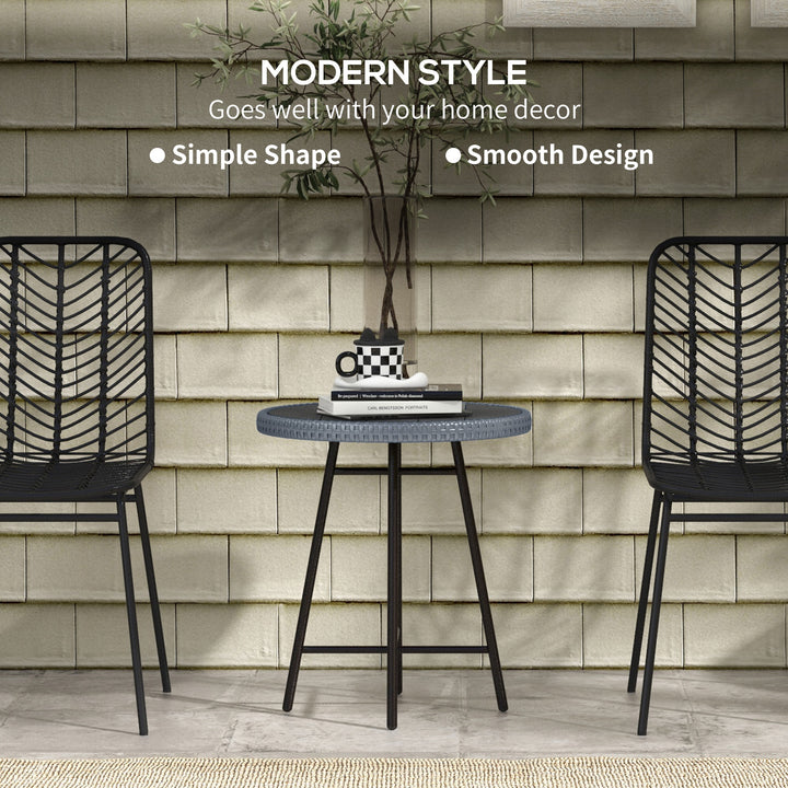 Rattan Border Outdoor Side Table - Grey