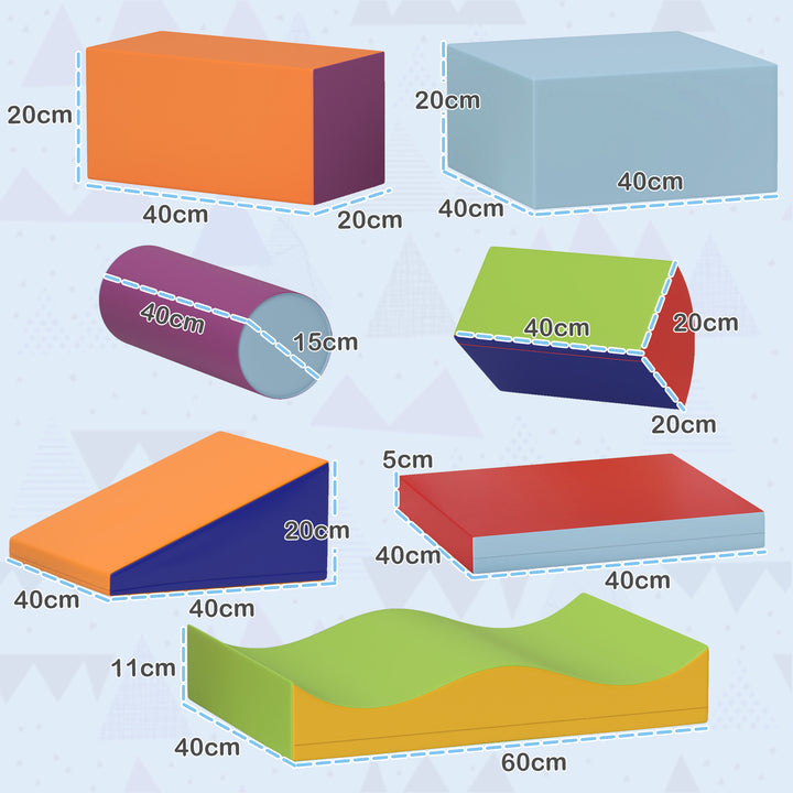 HOMCOM 7 Piece Soft Soft Play Set for Toddlers 1-3 Years, Multicoloured | Aosom UK