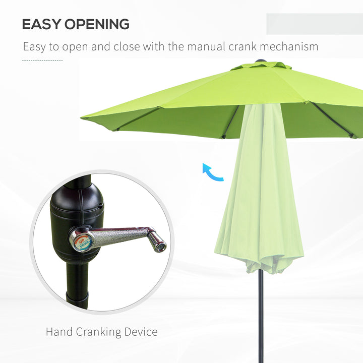 2.7M Garden Parasol Umbrella with Glass Fibre Ribs and Aluminium Frame, Tilting Sun Shade Shelter Canopy, Light Green
