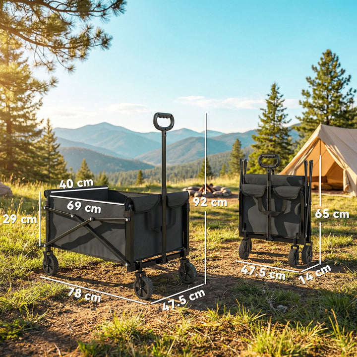 81L Festival Trolley on Wheels, Compact Garden Folding Trolley Cart wi
