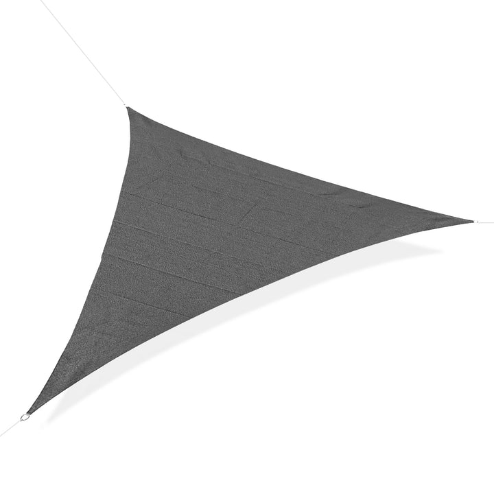 5x5m Triangle Sun Shade Sail Outdoor UV Protection HDPE Canopy w/ Steel Rings Ropes UV Block Outdoor Patio Shelter Grey