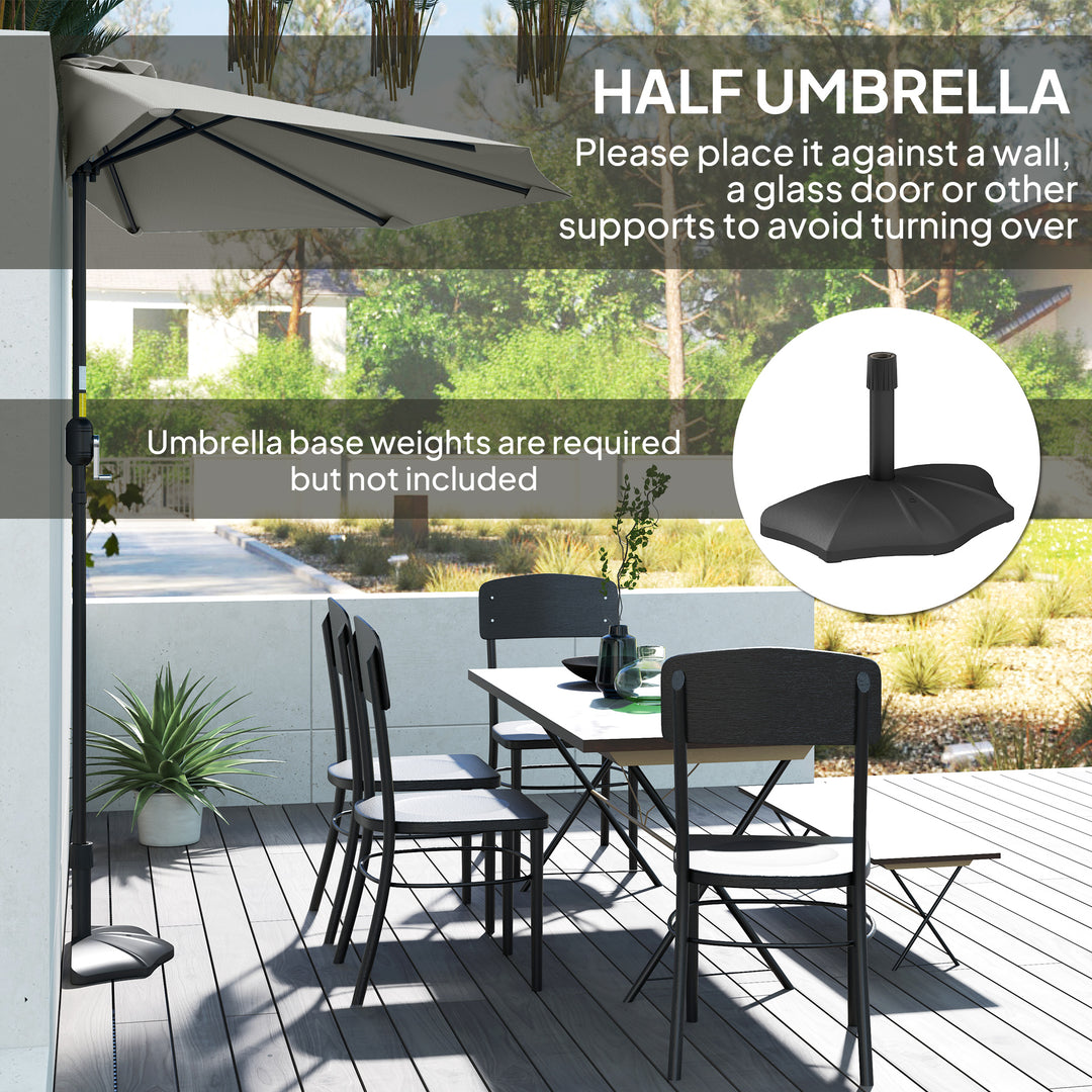 Half Round Parasol Umbrella - Light Grey