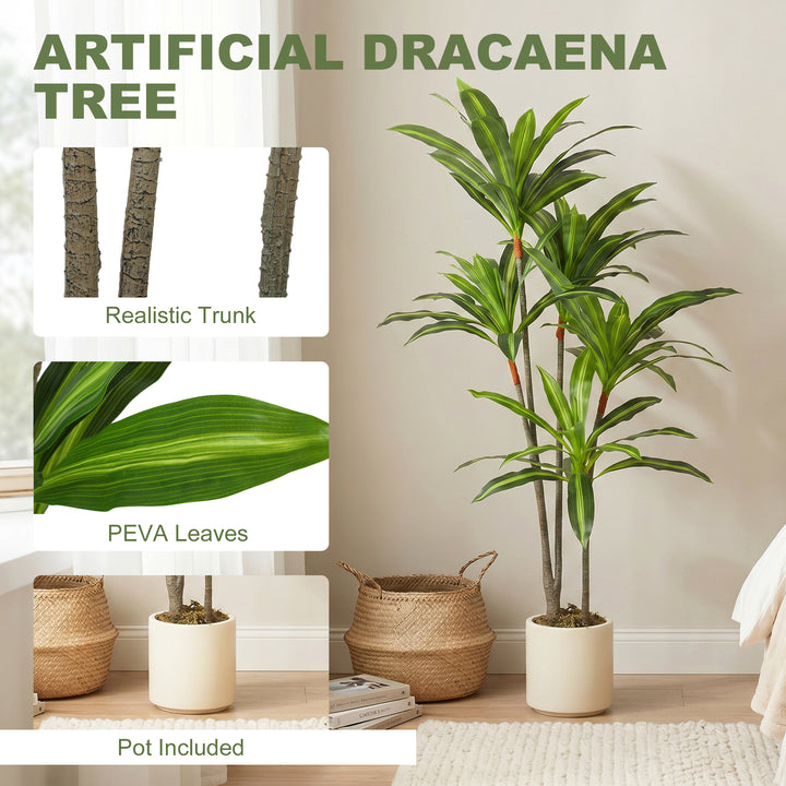 150cm Lifelike Fake Tree, Artificial Dracaena Tree with Bendable Trunk