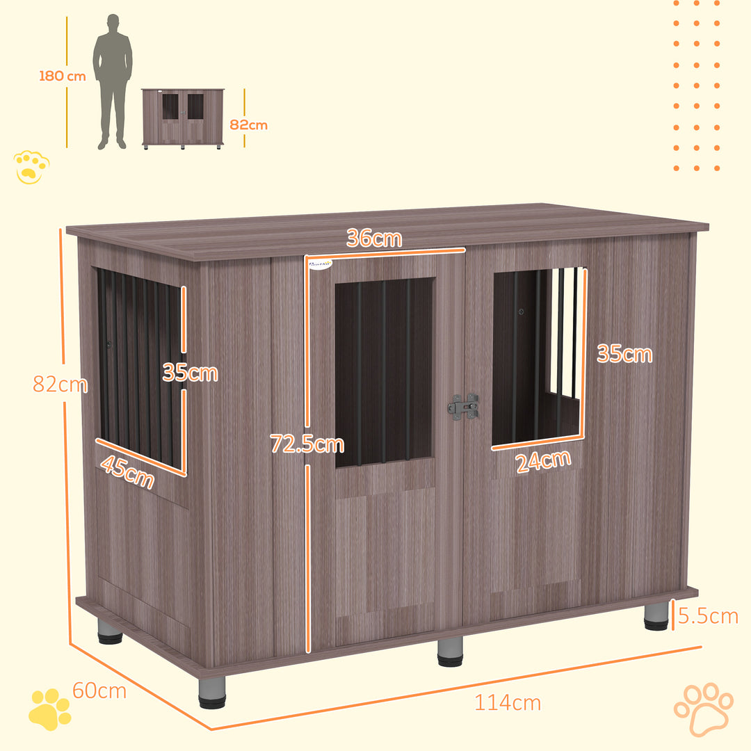 Dog Crate Table for Medium and Large Dogs with Magnetic Door for Indoor Use, 116 x 60 x 87 cm, Purple