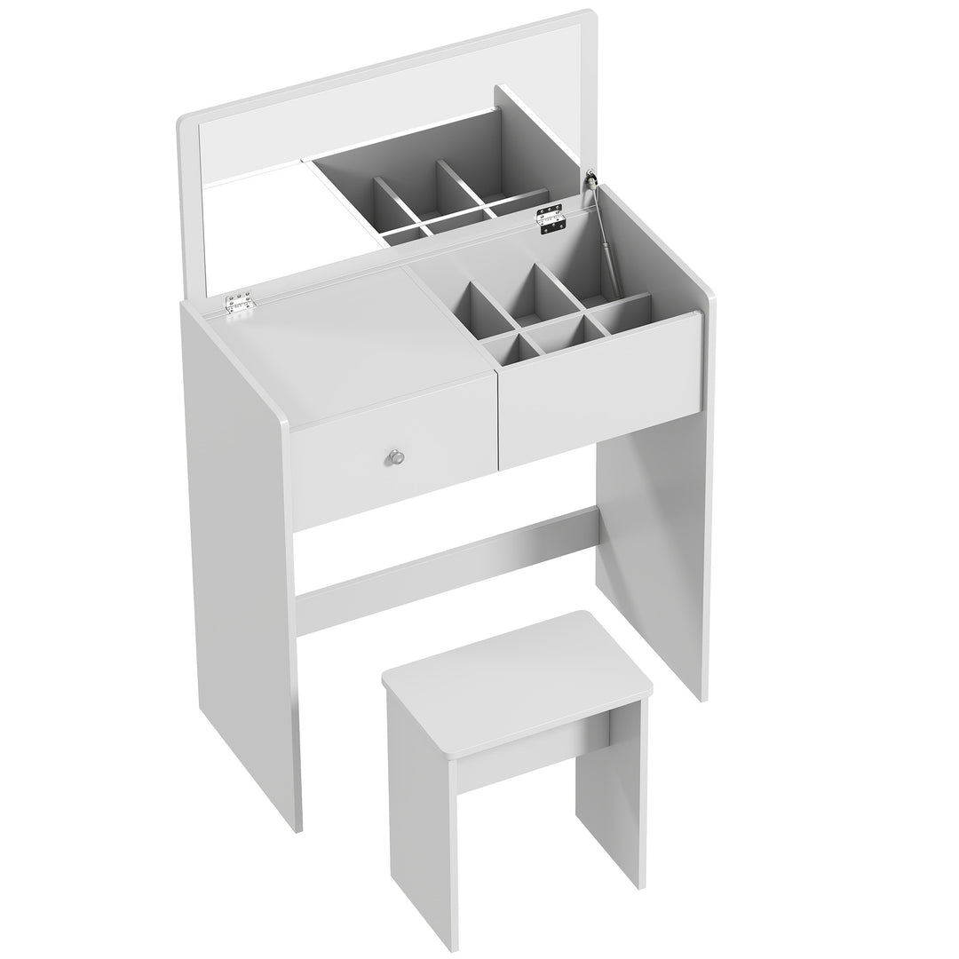 Vanity Desk with Mirror Dressing Table Drawer Set 6 Compartments - White