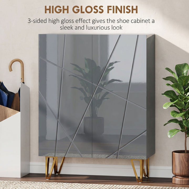 Narrow Shoe Storage Cabinet with Soft-Close Hinges and Adjustable Shel