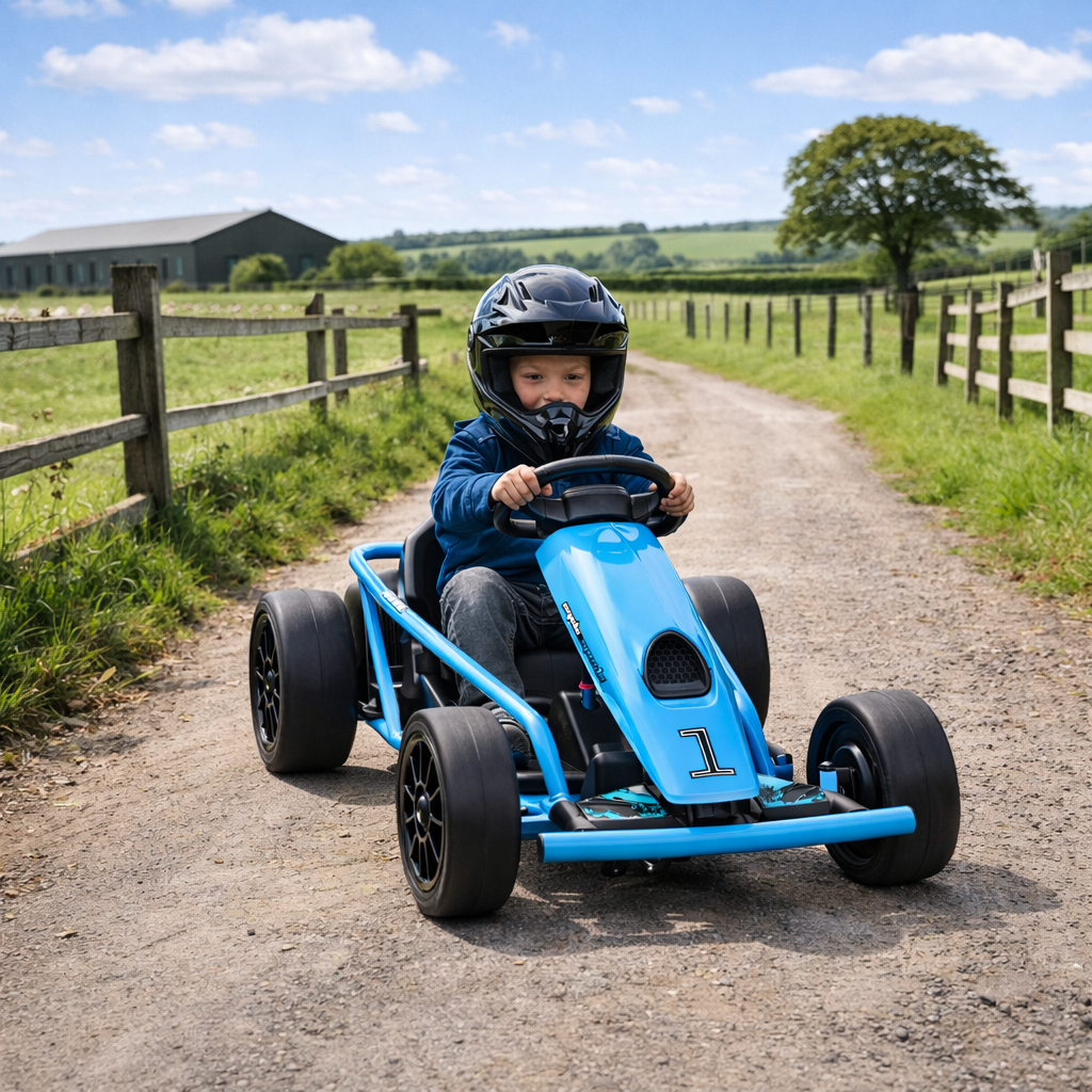 24V Drift Kart, Electric Ride-On Racing Go Kart w/ 2 Speeds, Steering 