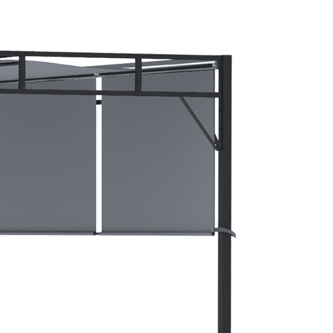 3 x 3(m) Steel Pergola Gazebo with Retractable Roof, Garden Gazebo Canopy Sun Shade Shelter for Outdoor, Deck, Patio, Dark Grey