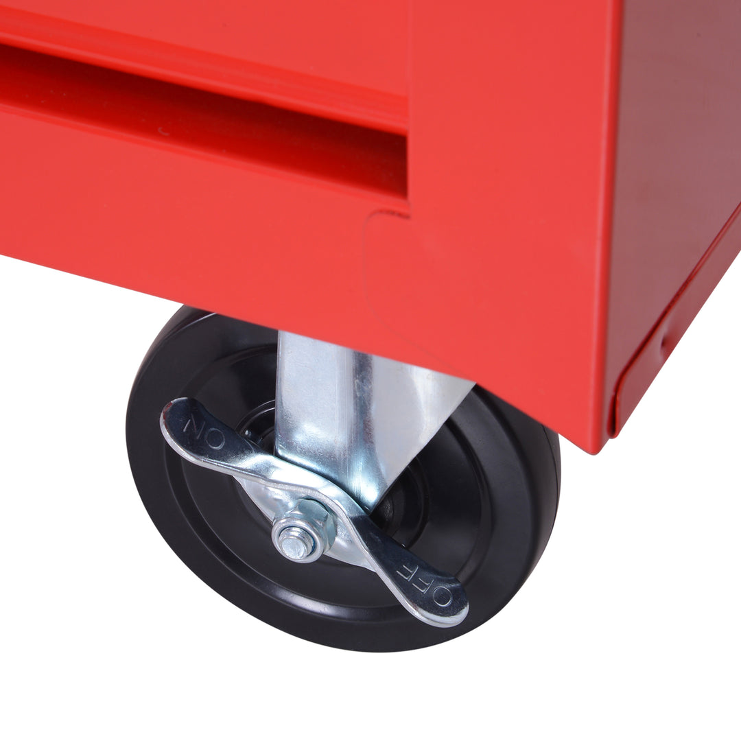 7-Drawer Rolling Tool Chest on Wheels, Lockable Tool Cabinet with Side Handle, Metal Tool Box Trolley for Garage, Workshop, Red