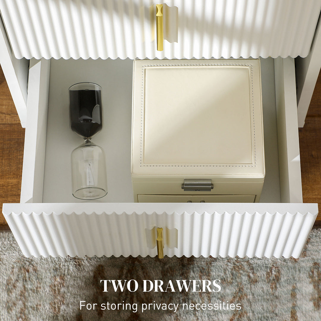 Elegant Chest of Two Drawers - White/Gold-Tone