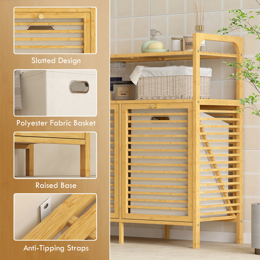 Double Tilt Out Bamboo Laundry Cabinet, Freestanding Bathroom Cabinet 