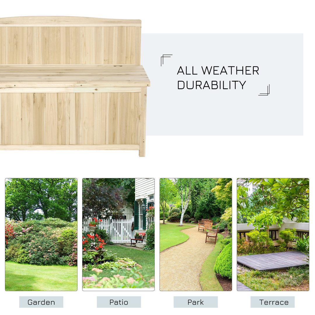 Wood Storage Bench for Patio Furniture, Outdoor Garden Seating Tools