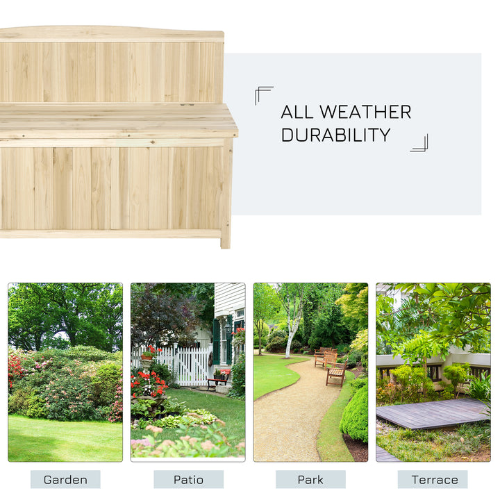 Wood Storage Bench for Patio Furniture, Outdoor Garden Seating Tools