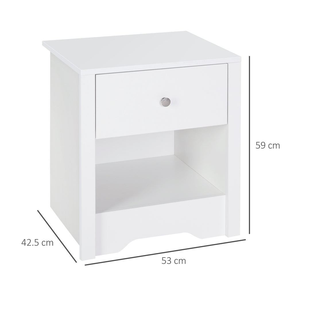 MCL Modern Bedside Table, Nightstand with Drawer Shelf, End Table for Living room, Bedroom White