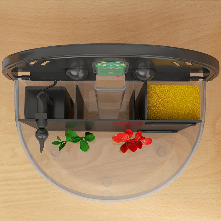 3L Small Fish Tank with Filter System, LED Light, Small Fish Tank for Betta, Goldfish, Shrimp, Black