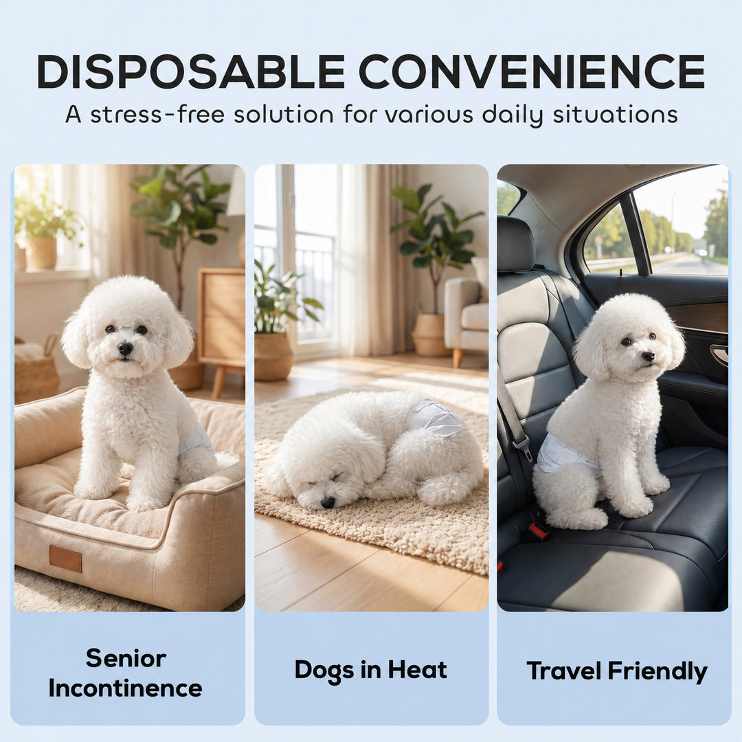 Dog Diapers Super Absorbent Leak-Proof Dog Nappies for Male Dogs Size 