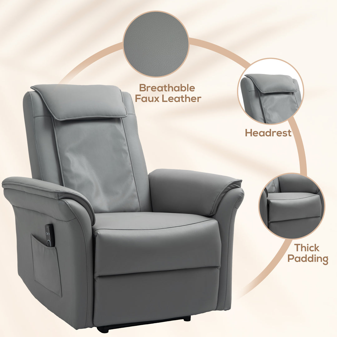 Recliner Armchair with 3D Kneading Massage, Breathable Leather Recliner Chair with Back Massager and Headrest, Electric Reclining Chair with Footrest, Remote, USB Port, Side Pockets for Home