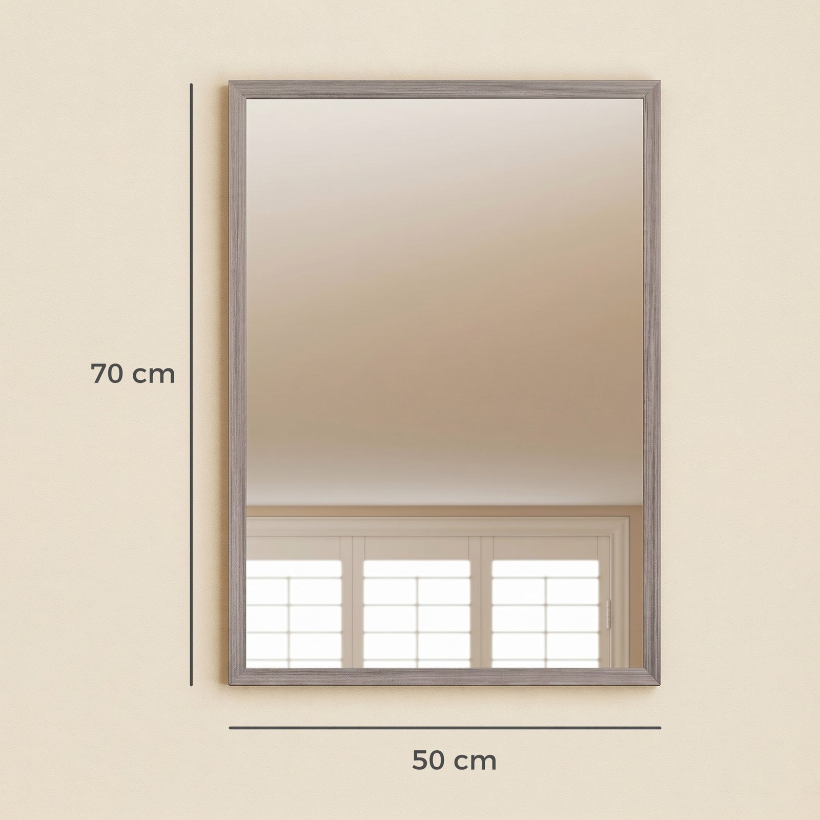 Wall Bathroom Mirror, 50 x 70 cm Wall-Mounted Mirror for Living Room, 