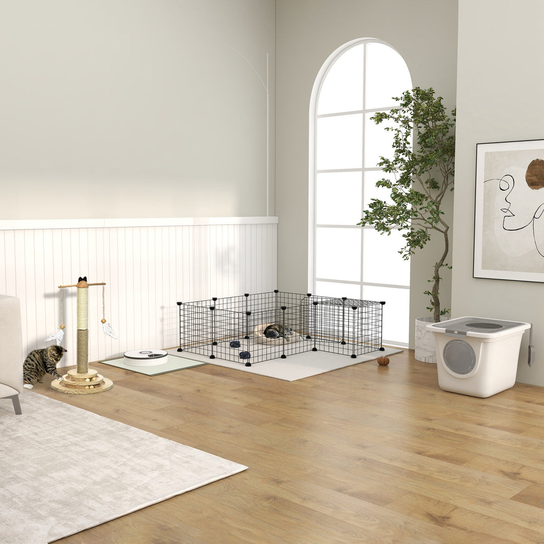 MCL Cat Litter Box, Pet Toilet, Enclosed Kitten Pan with Front Entrance Top Exit, High Side, Scoop, White