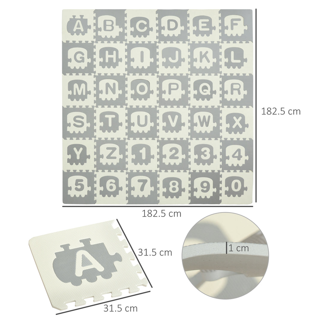 36Pcs Foldable Baby Foam Play Mat for Kids EVA Soft Jigsaw Floor Tiles Toddler Educational with Alphabet and Numbers Anti-Slip Crawling Learning 31.5 x 31.5