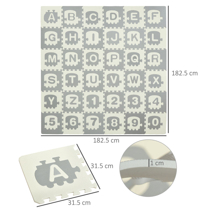 36Pcs Foldable Baby Foam Play Mat for Kids EVA Soft Jigsaw Floor Tiles Toddler Educational with Alphabet and Numbers Anti-Slip Crawling Learning 31.5 x 31.5