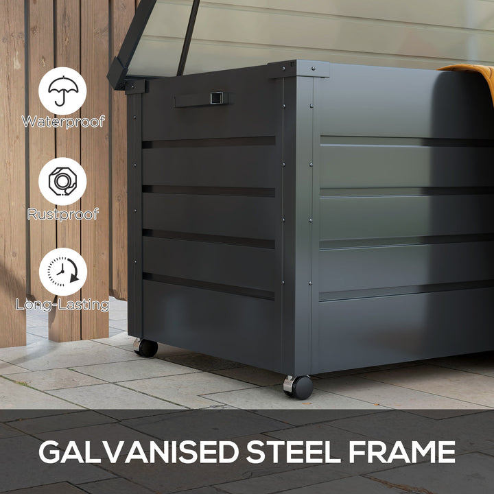 311L Galvanised Steel Garden Storage Box, with Lock - Dark Grey