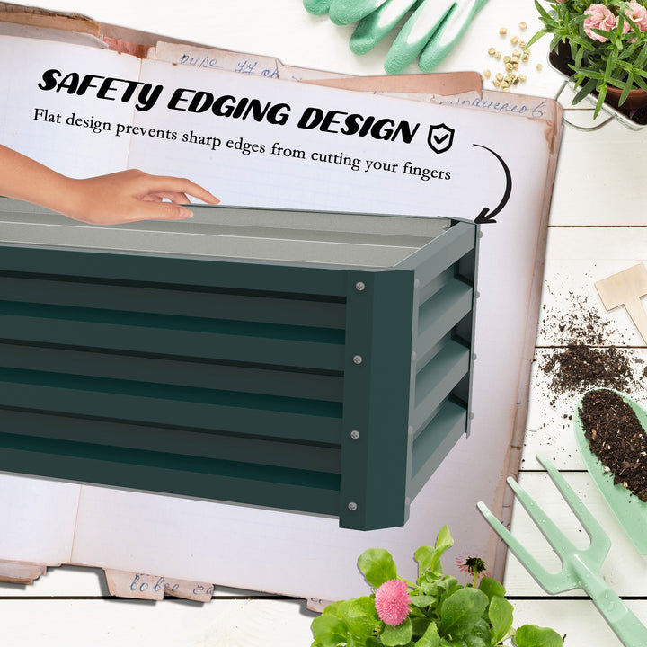 Set of Two 110 x 65cm Steel Planter Boxes - Green