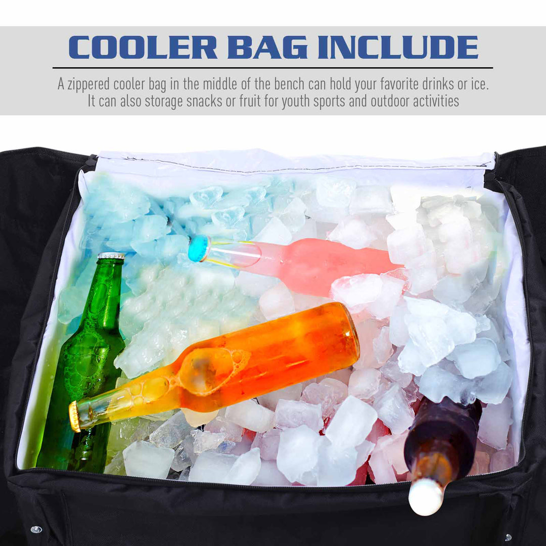6 Seat Folding Sports Bench Portable Sports Team Bench Spectator Chair with Cooler Bag and Carrying Bag for Outdoor Picnic Camping - Blue