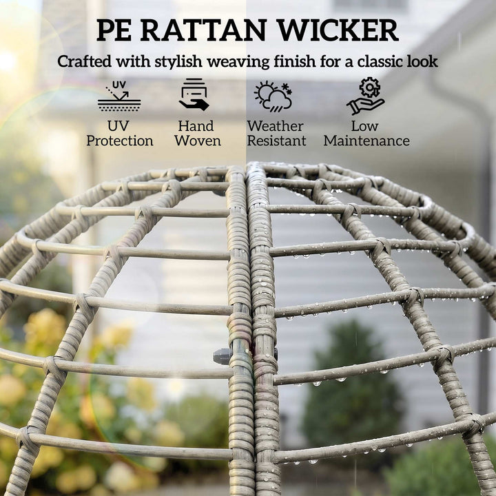 Garden Egg Chair with Footstool, Rattan Indoor Outdoor Lounge Chair an