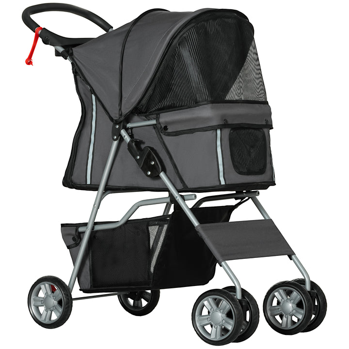 PawHut Foldable Pet Stroller for Small and Miniature Dog, Dark Grey | Aosom UK