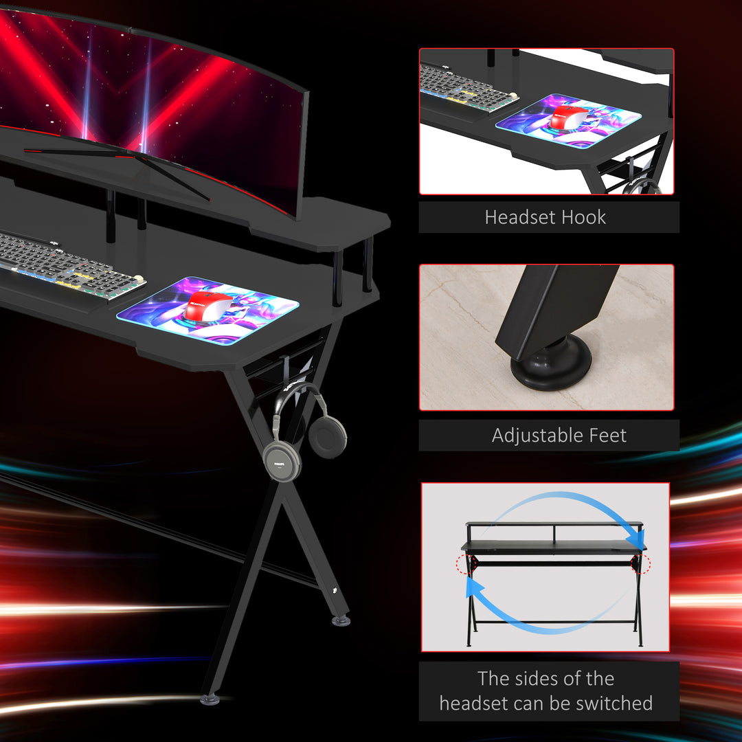 Gaming Desk Writing Racing Computer Table Workstation with Headphone H