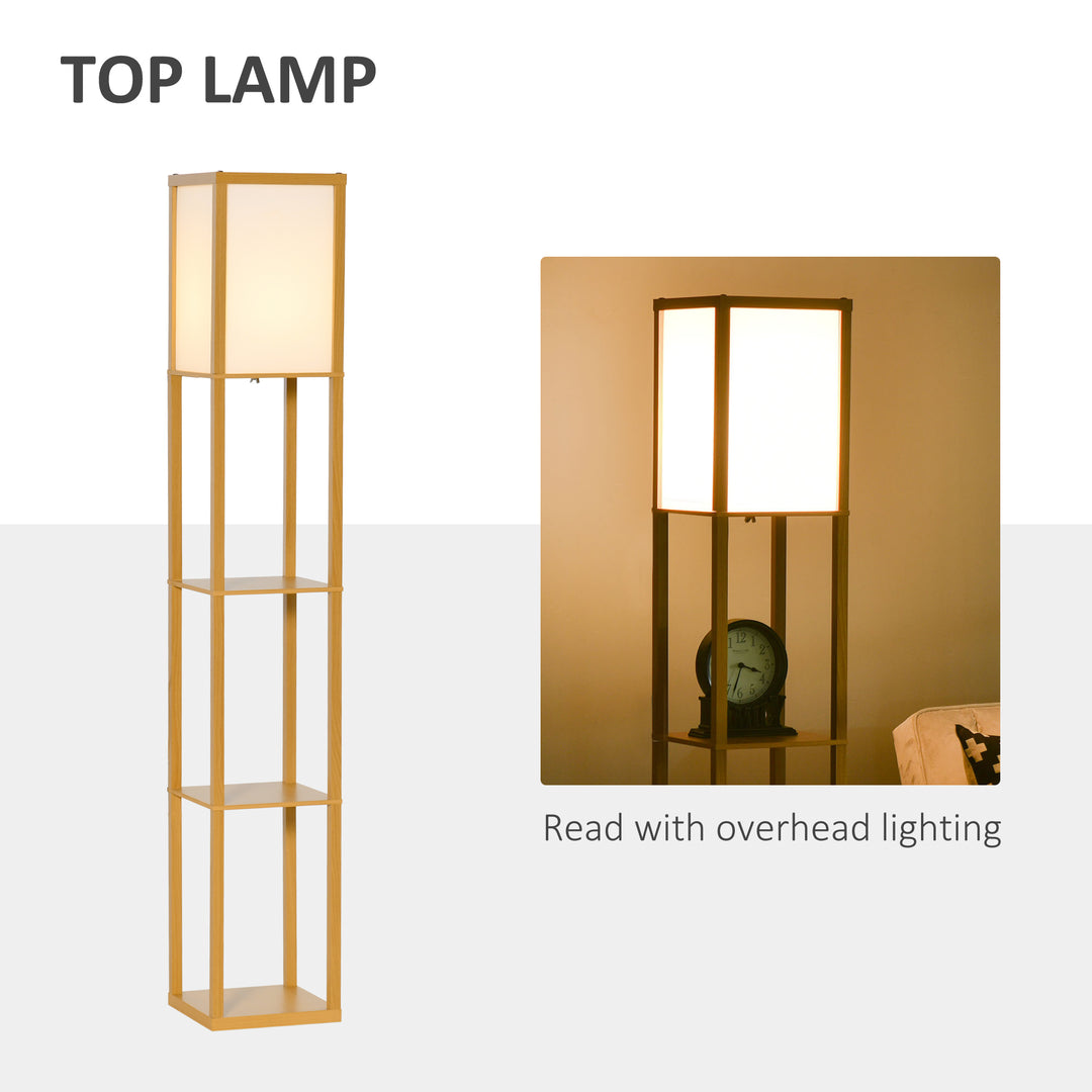 MCL 3-Tier Floor Lamp, Floor Light with Storage Shelf, Reading Standing Lamp with Acrylic Shade for Living Room, Bedroom, Kitchen, Dining Room, Office, Dorm, 160cm, Natural