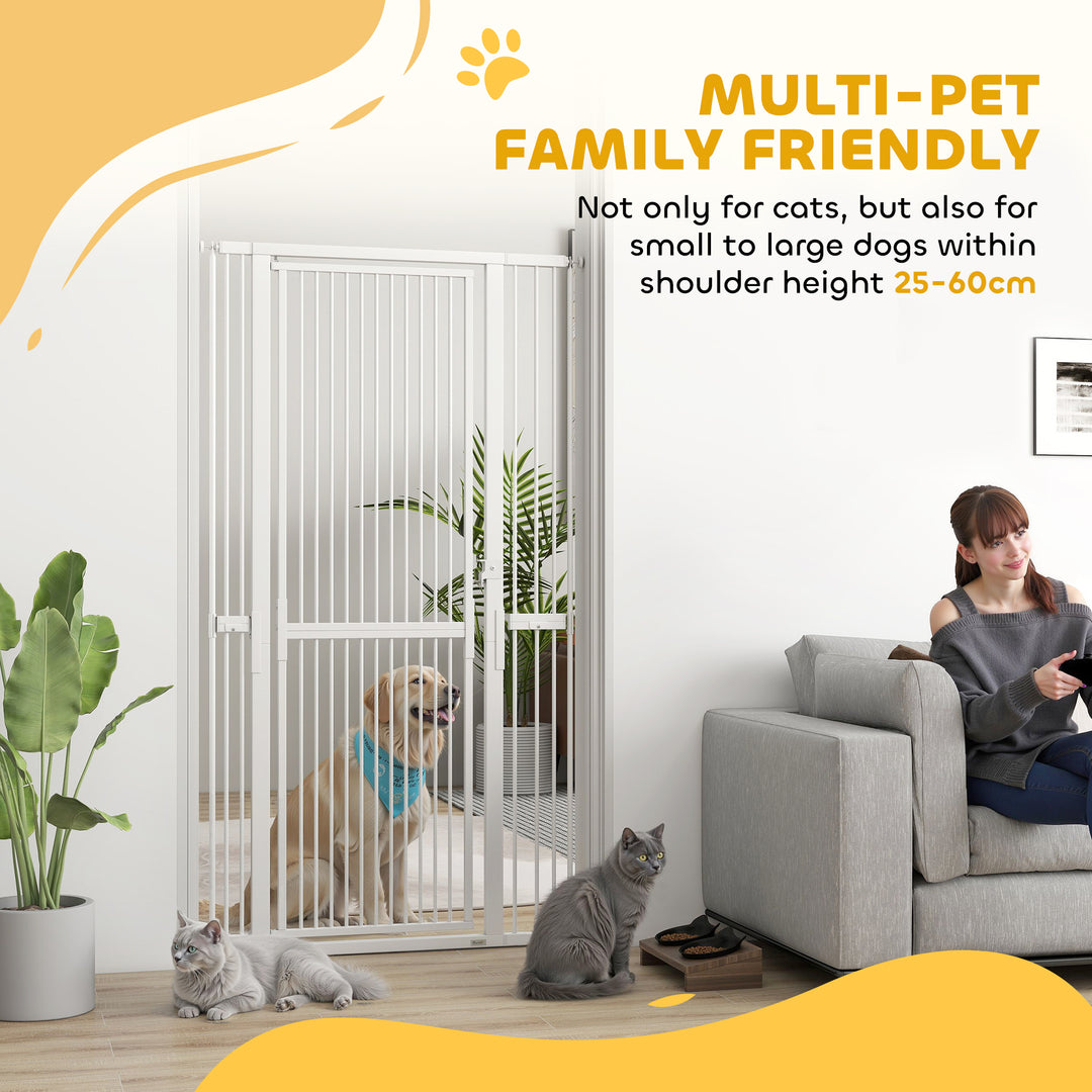 180cm Extra Tall Pet Gate with 3.5 cm Narrow Gap, Pressure Mounted No Drilling Cat Gate for Doorways, 76-104cm Width