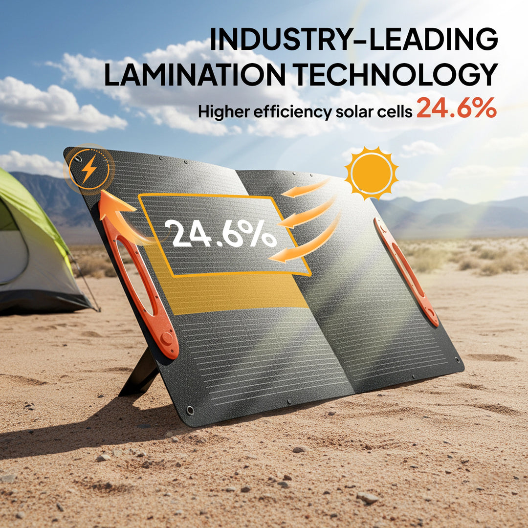 100W Portable Solar Panel, Foldable Solar Charger with USB-A & USB-C Fast Charging Output, IP67 Waterproof for Mobile Phone Power Bank Flashlight Fans Camping Backpacking Hiking