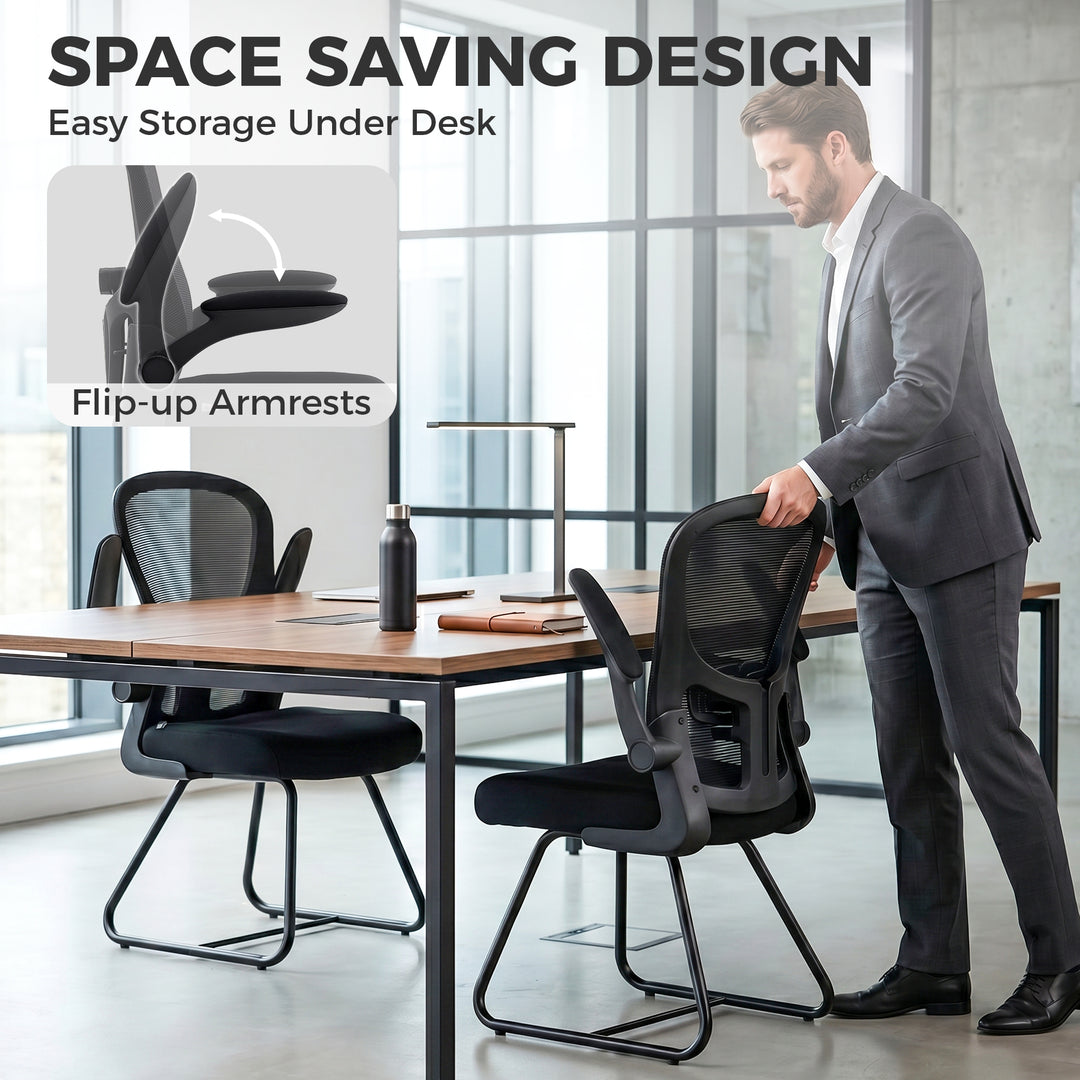 Reception Chair, Conference Meeting Office Chair with Flip-up Armrest,