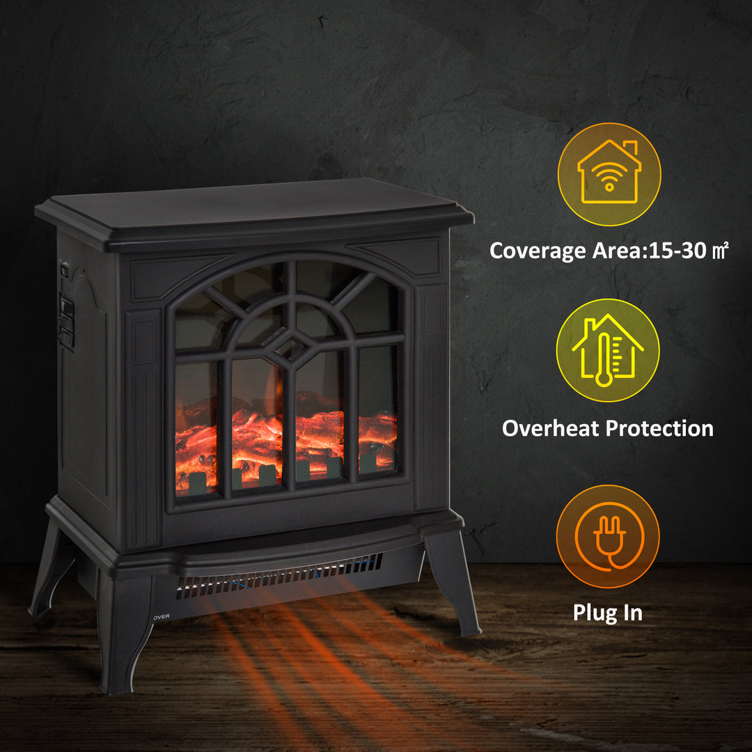 HOMCOM Electric Heater, 1000W/2000W-Black