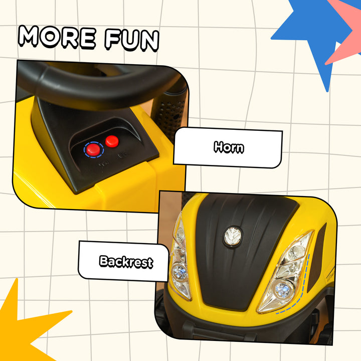 MCL Ride On Tractor Toddler Walker Foot To Floor Slider w/ Horn Storage Steering Wheel for 1-3 Years Old Yellow